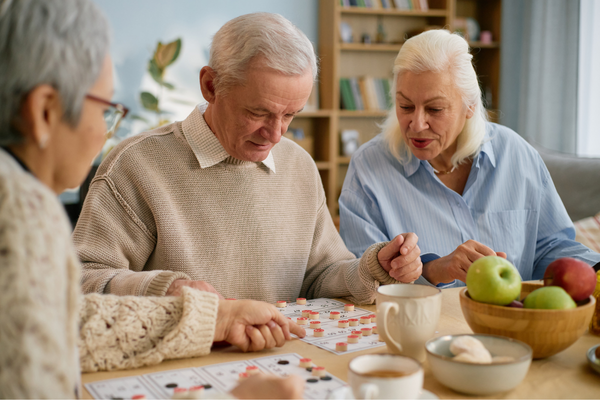 Seniors Playing Board Game
