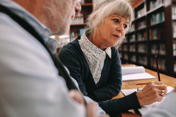 Two Seniors Learning From Book Two Seniors Learning From Book